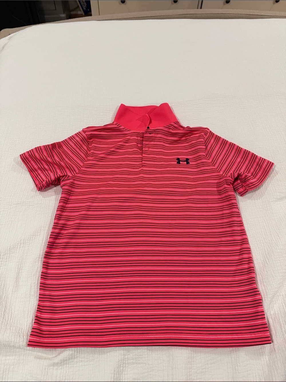 Under Armour Kids Hot Pink Striped Polo